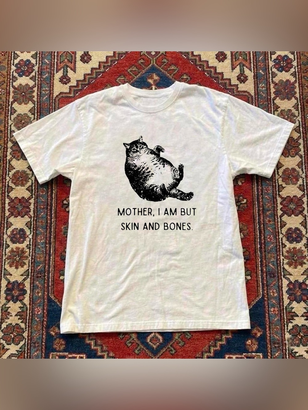 Gildan White Short-Sleeve Tee with Black Cat Graphic